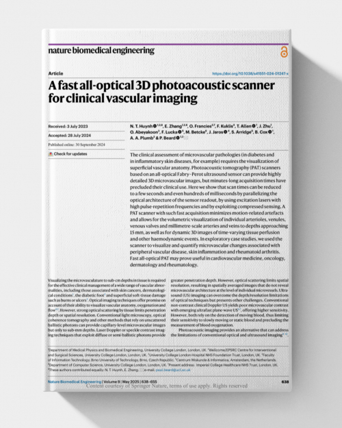 A fast all-optical 3D photoacoustic scanner for clinical vascular imaging
