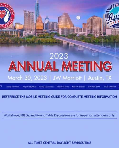 Congenital Cardiac Anesthesia Society Annual Meeting 2023
