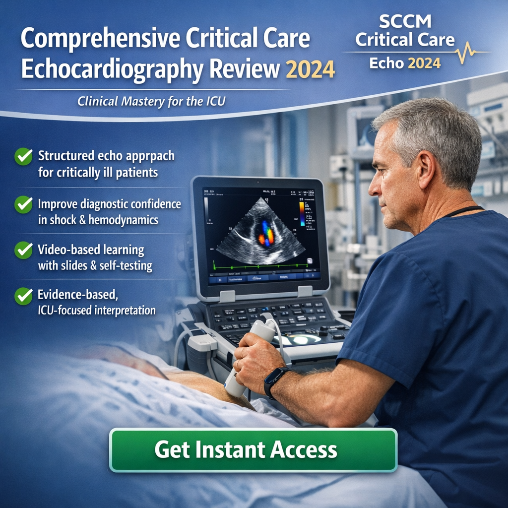 SCCM Critical Care Echocardiography Review 2024 (Videos + Slides + Quiz)