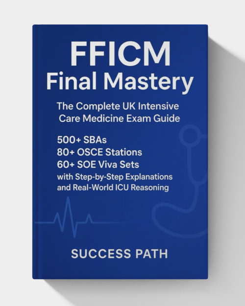 FFICM Final Mastery: The Complete UK Intensive Care Medicine Exam Guide: 500+ SBAs, 80+ OSCE Stations, 60+ SOE Viva Sets with Step-by-Step Explanations and Real-World ICU Reasoning